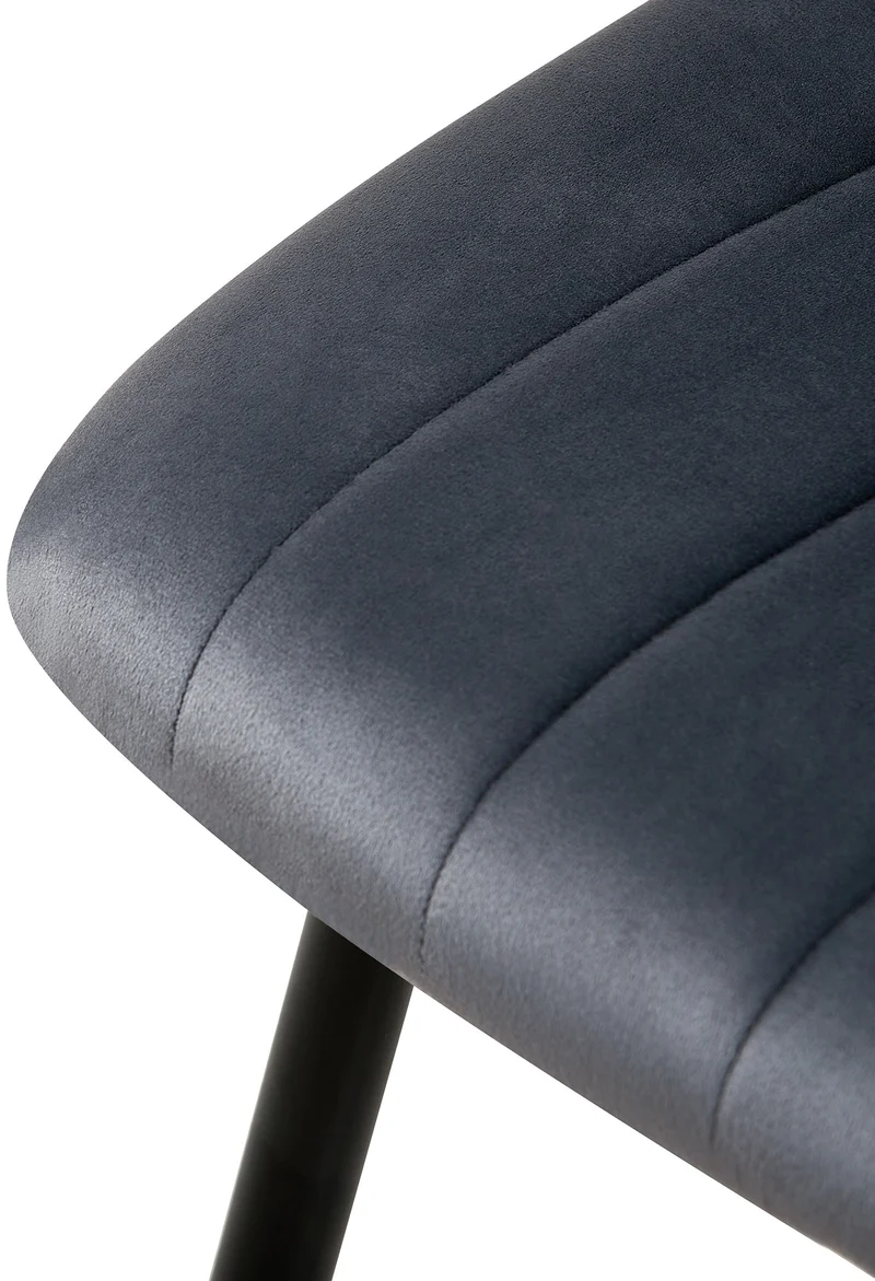 Lot de 4 chaises de salle à manger coutures décoratives verticales en velours gris foncé et métal noir 10_0001867