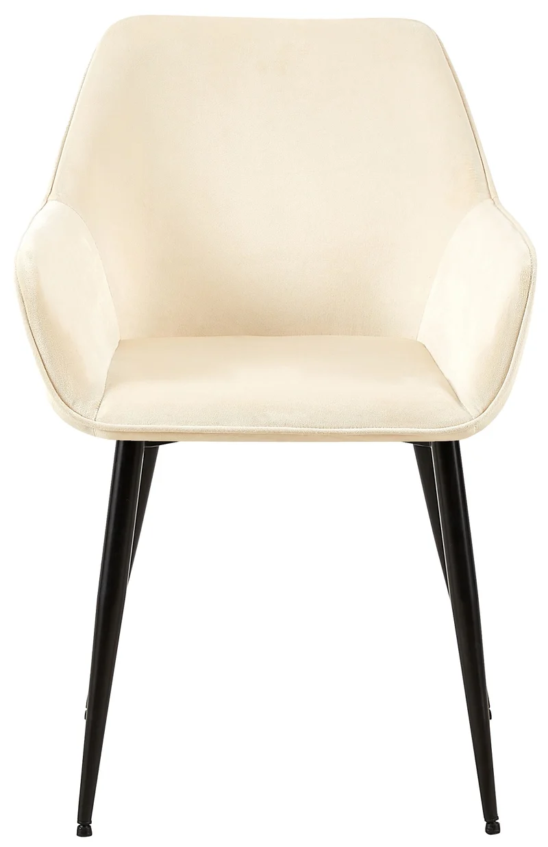 Lot de 2 chaises de salle à manger design moderne en velours crème et pieds métal noir 10_0001584