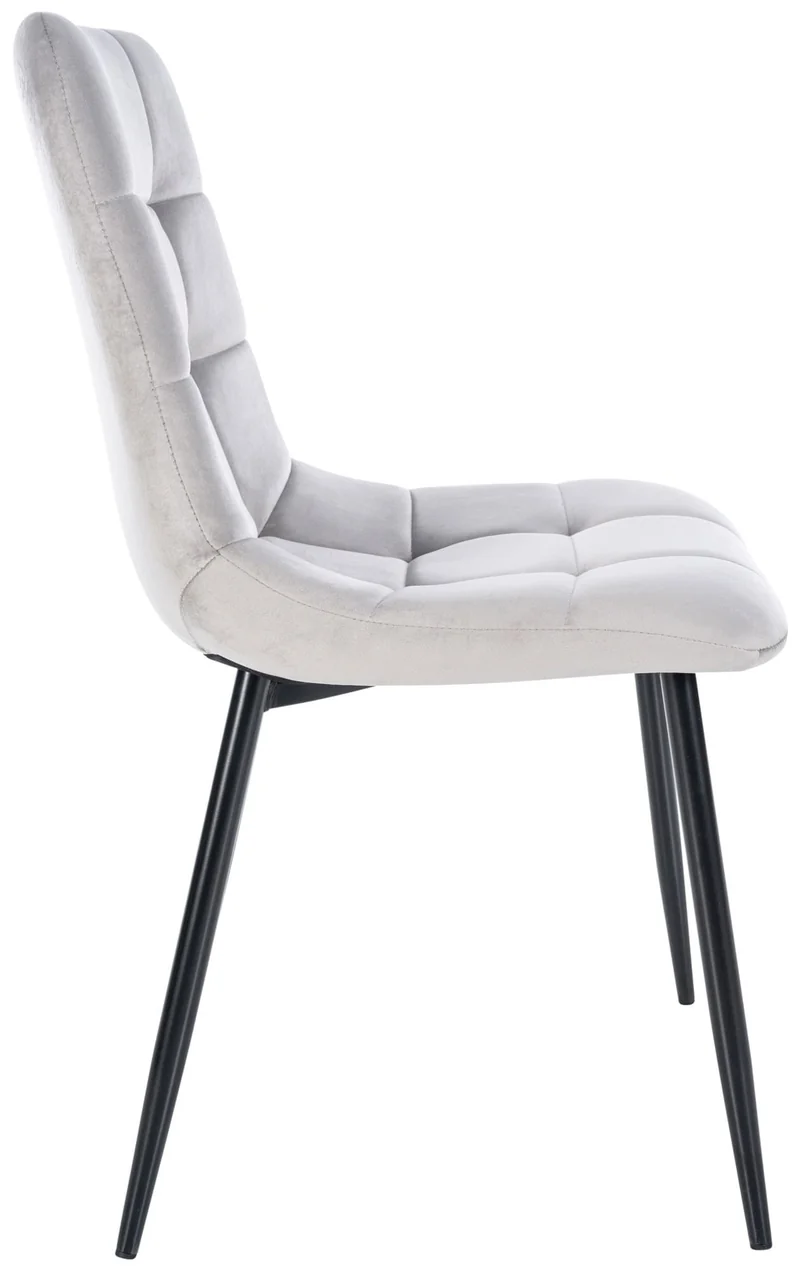 Lot de 4 chaises de salle à manger style moderne et confortable en tissu velours gris et métal noir 10_0001785
