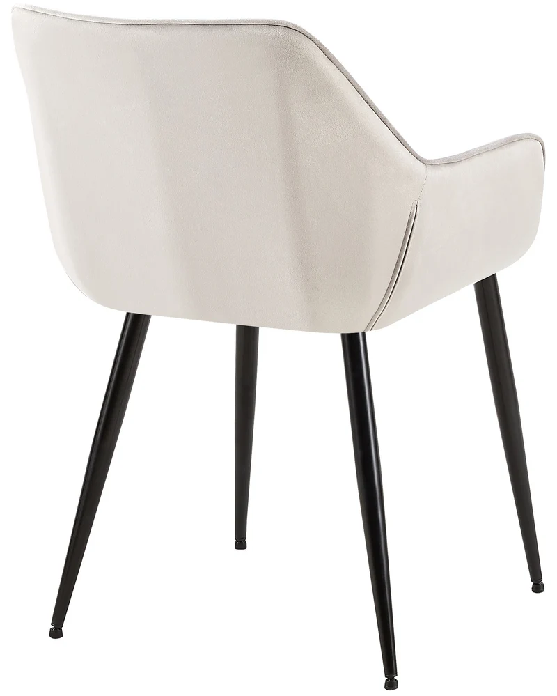 Set de 2 chaises de salle à manger avec accoudoirs en tissu velours gris clair et pieds en métal noir 10_0001583