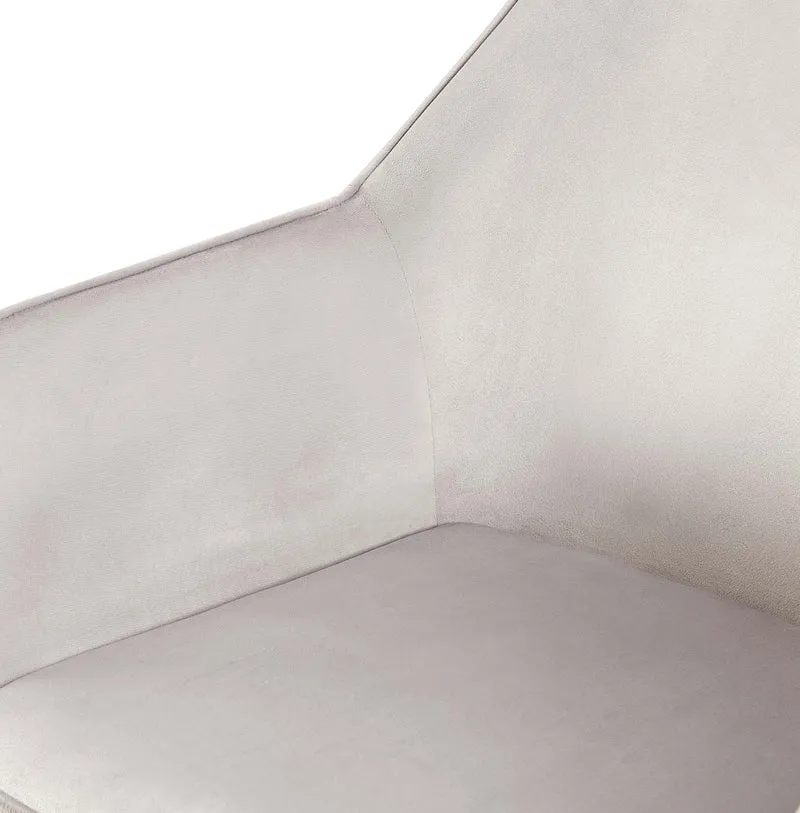 Set de 2 chaises de salle à manger avec accoudoirs en tissu velours gris clair et pieds en métal noir 10_0001583