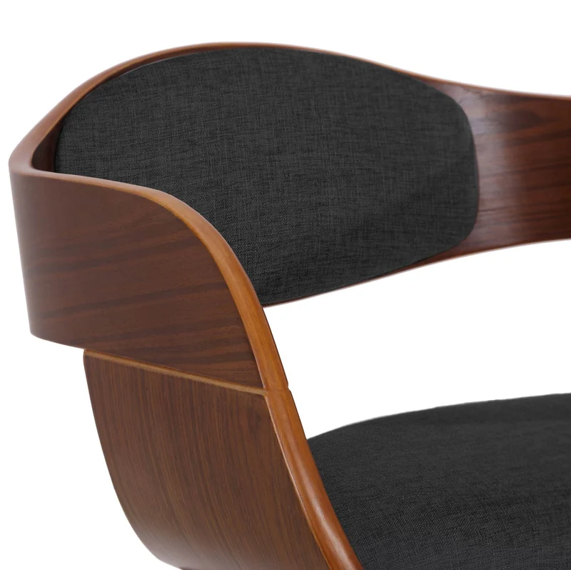 Lot de 2 chaises de salle à manger design retro en tissu gris foncé structure en bois couleur noyer 10_0001727