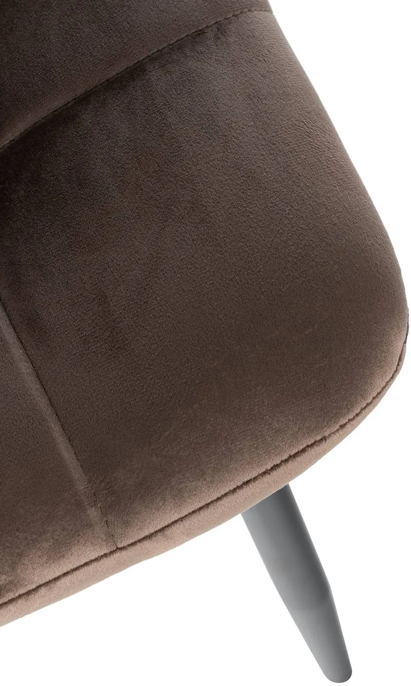 Lot de 4 chaises de salle à manger style moderne et confortable en tissu velours maron et métal noir 10_0001778
