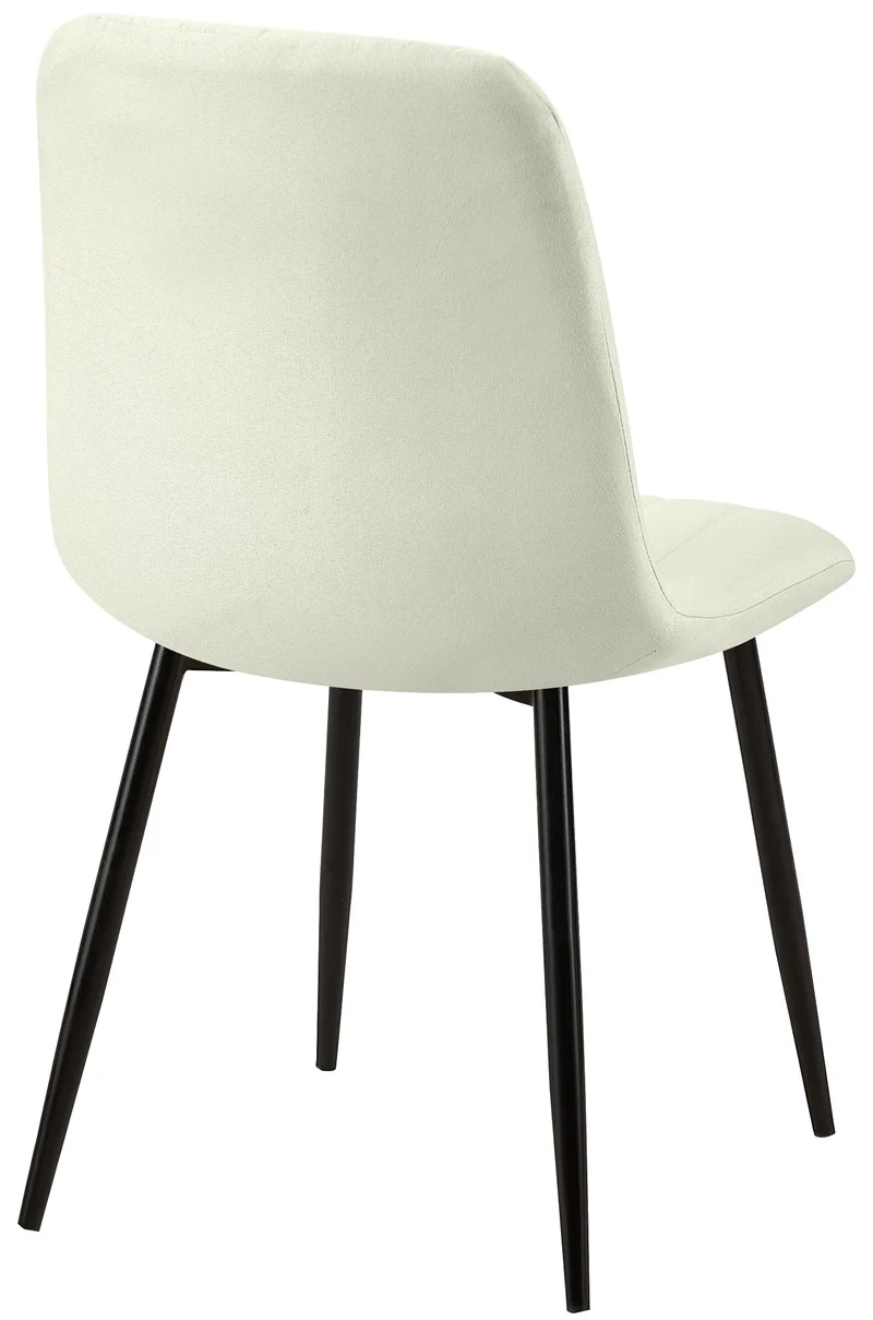 Lot de 4 chaises de salle à manger coutures décoratives verticales en tissu velours crème et pieds métal noir 10_0001874