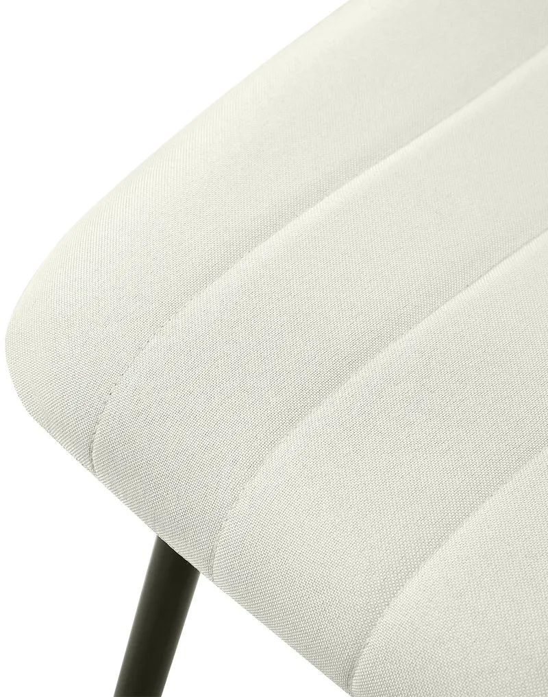 Lot de 4 chaises de salle à manger coutures décoratives verticales en tissu velours crème et pieds métal noir 10_0001874