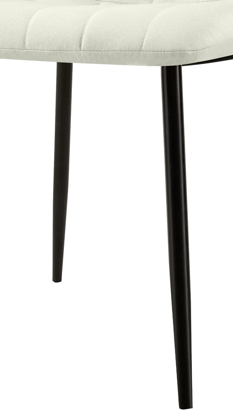 Lot de 4 chaises de salle à manger coutures décoratives verticales en tissu velours crème et pieds métal noir 10_0001874