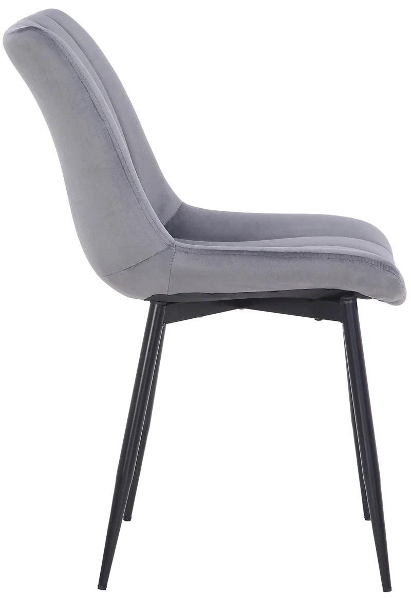 Lot de 2 chaises de salle à manger design moderne avec pieds en métal noir assise en velours gris 10_0001743