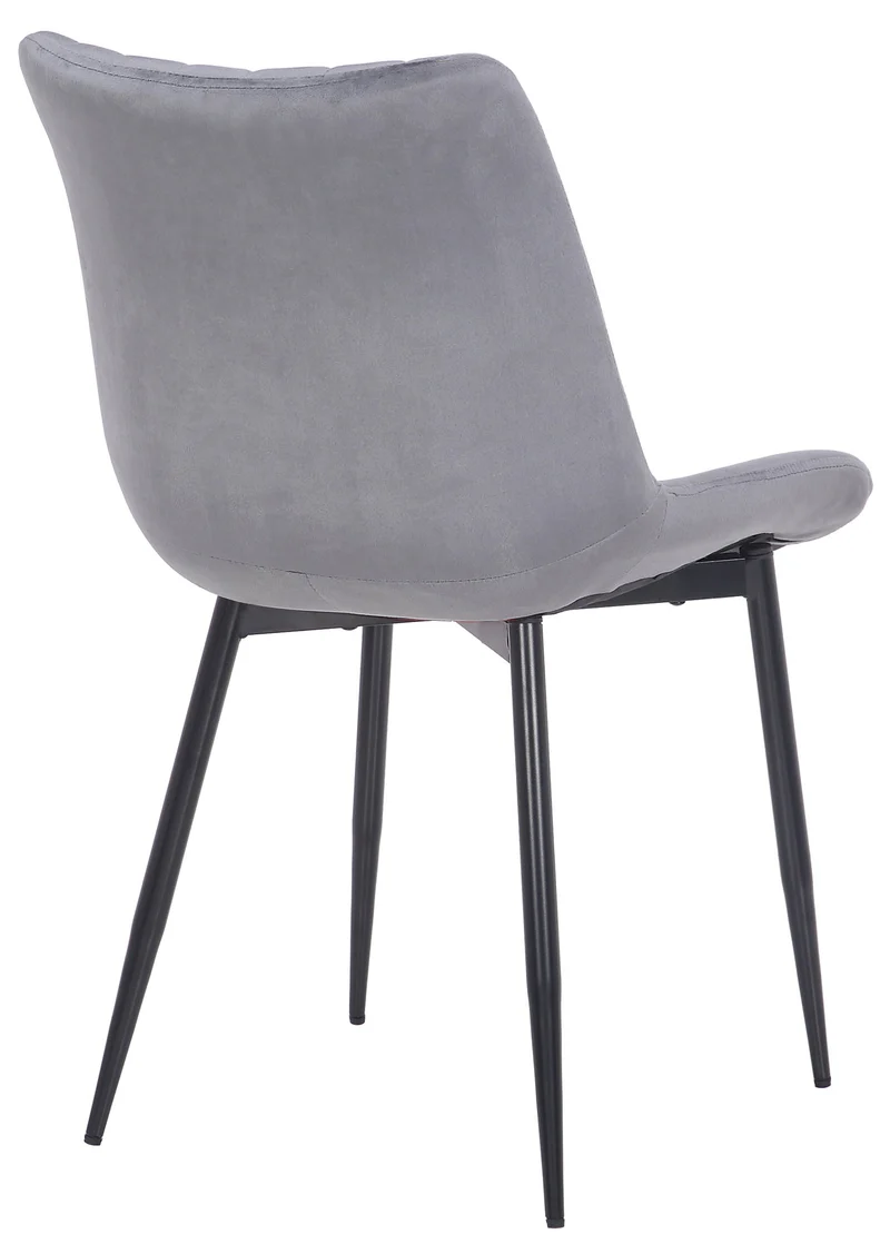 Lot de 2 chaises de salle à manger design moderne avec pieds en métal noir assise en velours gris 10_0001743