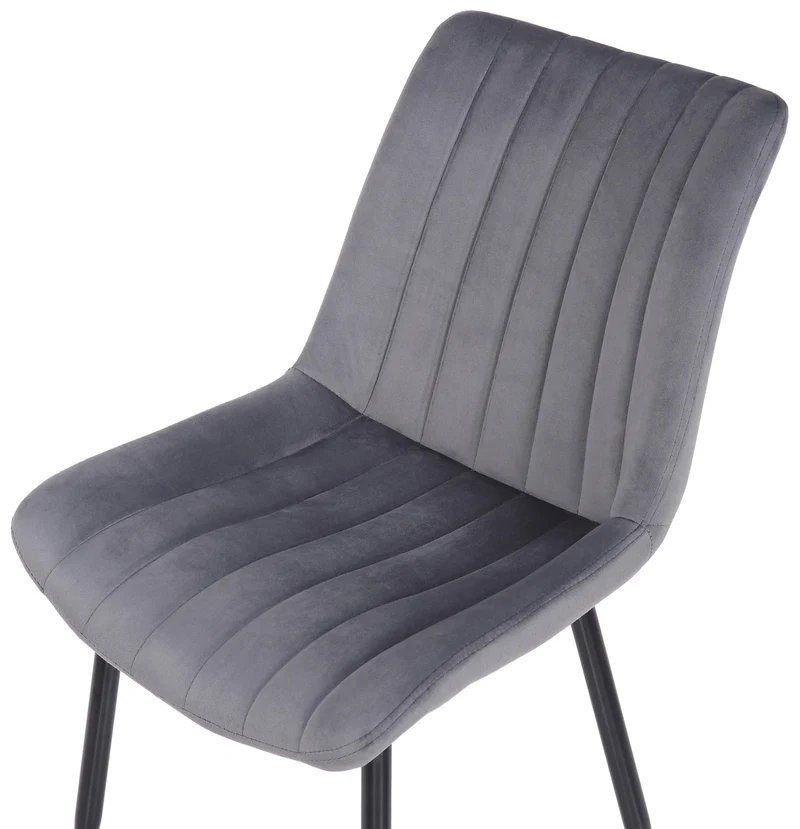 Lot de 2 chaises de salle à manger design moderne avec pieds en métal noir assise en velours gris 10_0001743