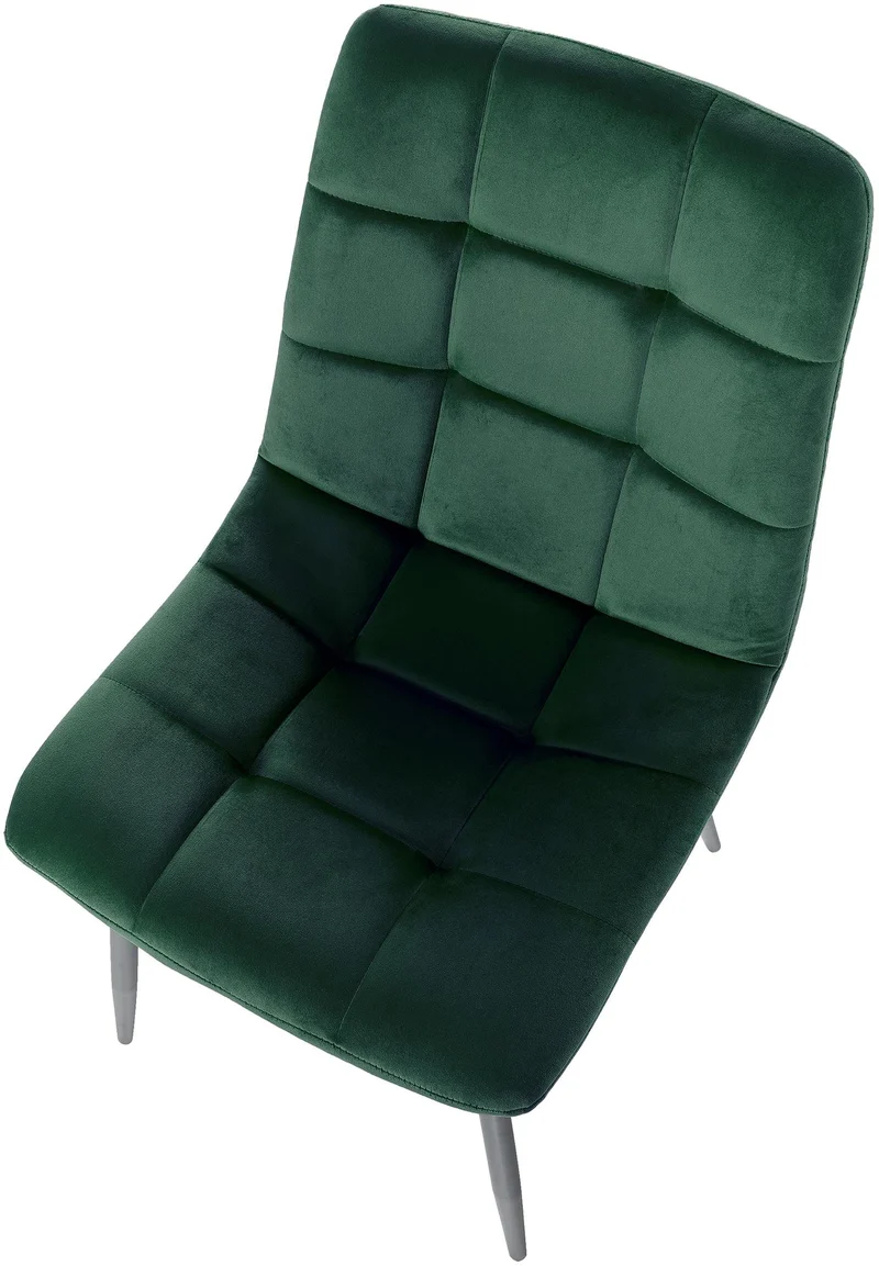 Lot de 4 chaises de salle à manger coutures décoratives carrées en tissu velours vert et pieds en métal noir 10_0001777