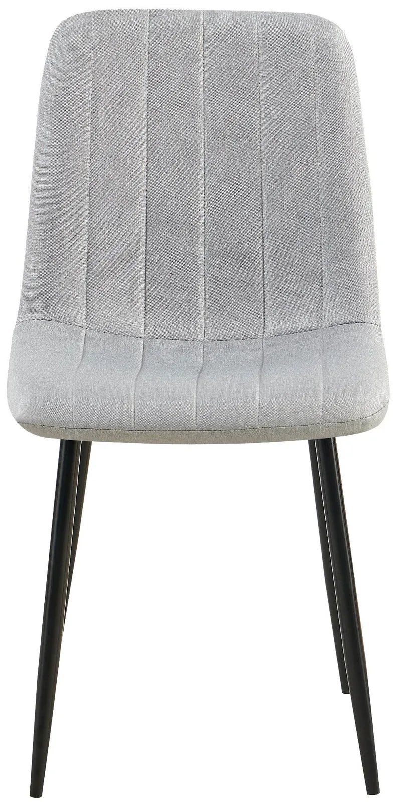 Set de 4 chaises de salle à manger coutures décoratives verticales en tissu gris et pieds métal noir 10_0001871