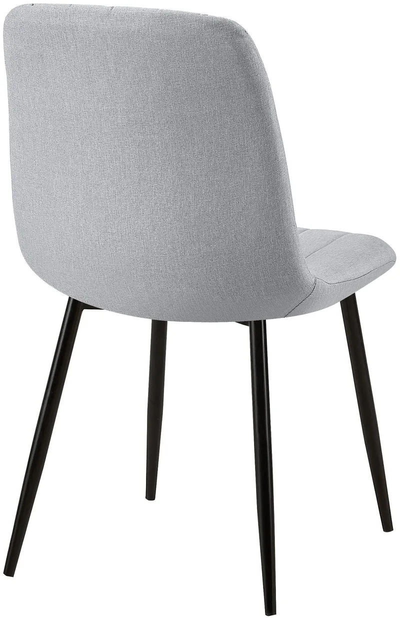 Set de 4 chaises de salle à manger coutures décoratives verticales en tissu gris et pieds métal noir 10_0001871