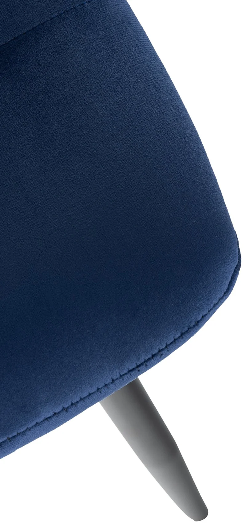 Lot de 4 chaises de salle à manger coutures décoratives carrées en velours bleu et métal noir 10_0001775