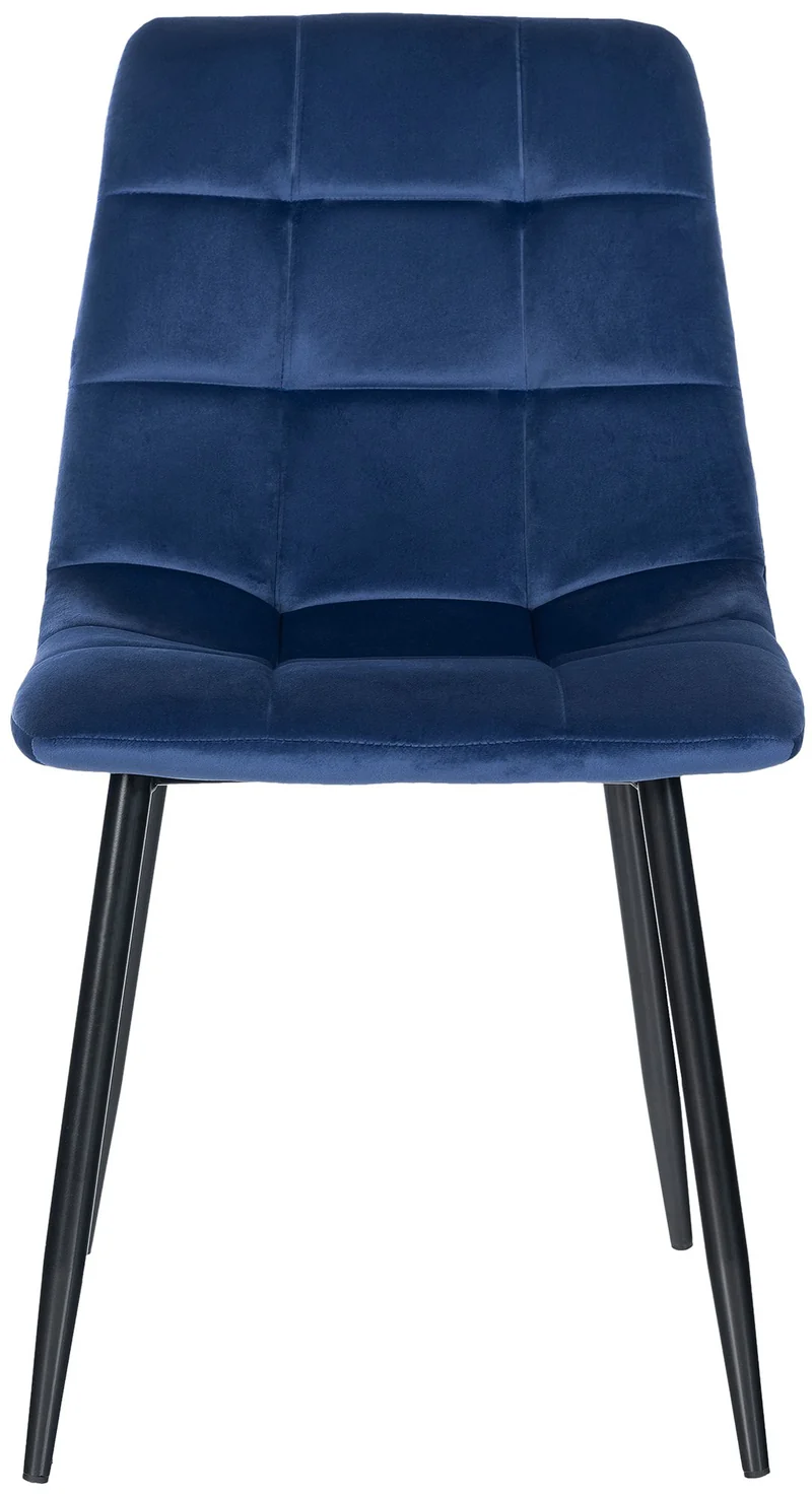 Lot de 4 chaises de salle à manger coutures décoratives carrées en velours bleu et métal noir 10_0001775