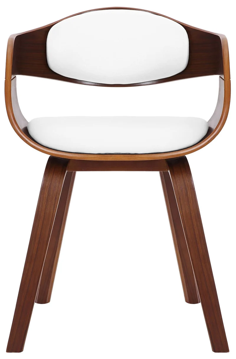 Lot de 2 chaises de salle à manger bureau design retro en PVC blanc structure en bois couleur noyer 10_0001714