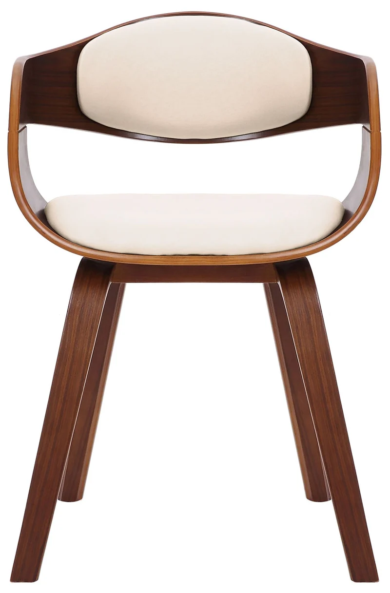 Lot de 2 chaises de salle à manger bureau design retro en PVC crème structure en bois couleur noyer 10_0001713