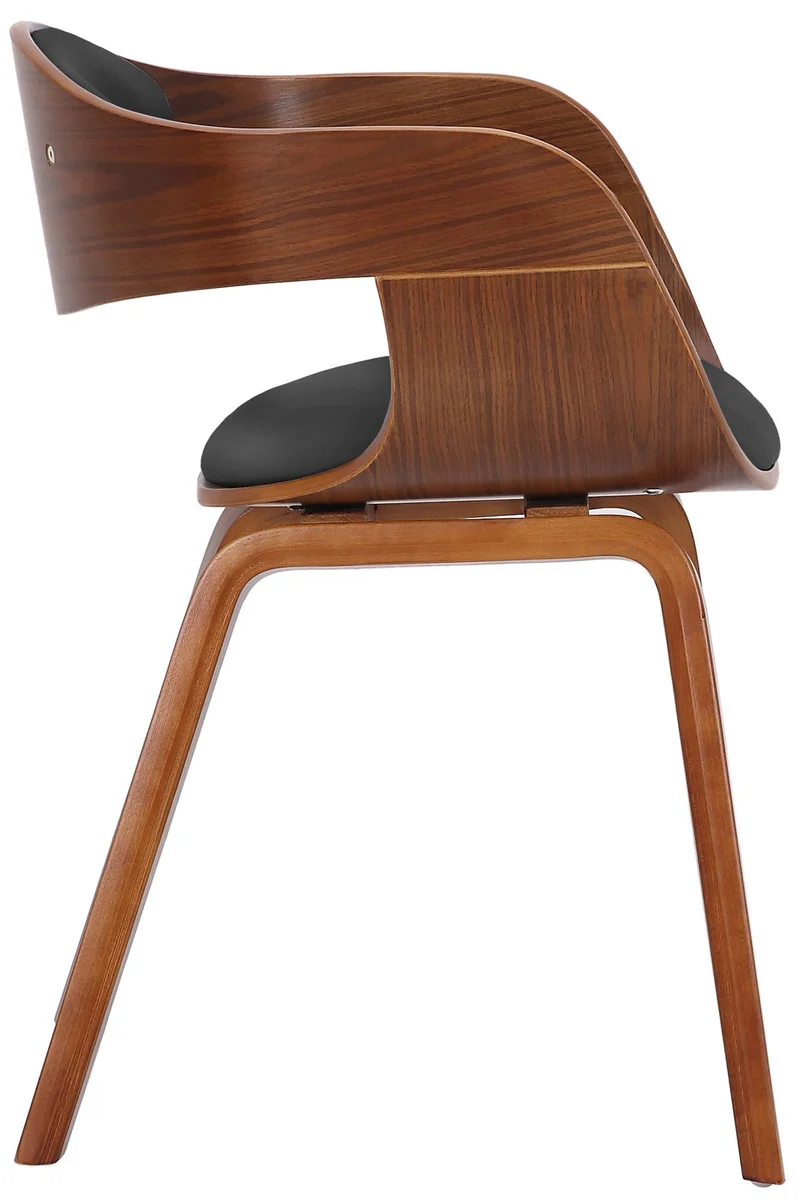 Lot de 2 chaises de salle à manger design retro en PVC noir et structure en bois couleur noyer 10_0001712