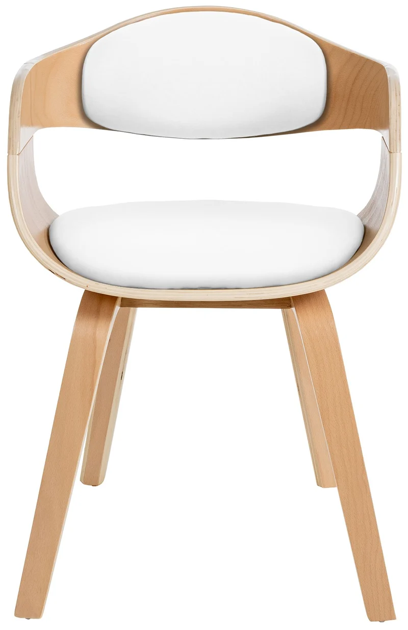 Lot de 2 chaises de salle à manger design retro en PVC blanc et structure en bois clair 10_0001710