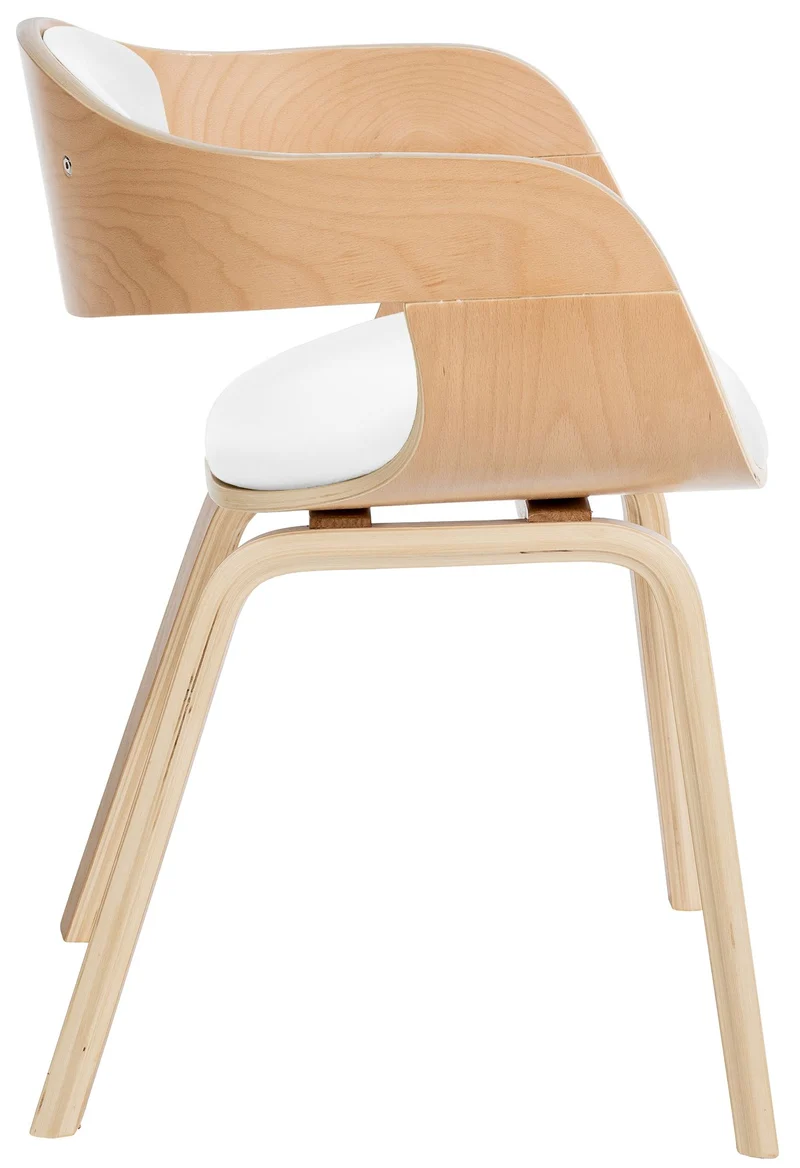 Lot de 2 chaises de salle à manger design retro en PVC blanc et structure en bois clair 10_0001710