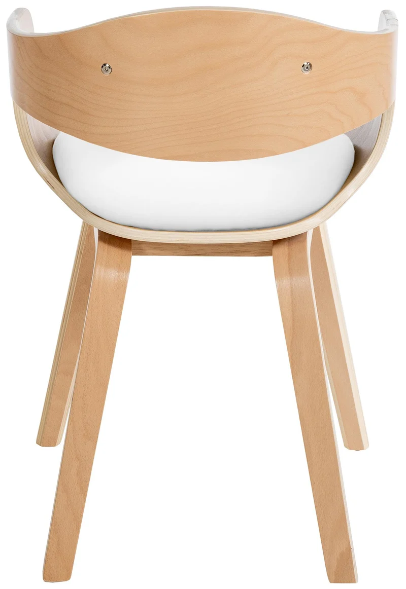 Lot de 2 chaises de salle à manger design retro en PVC blanc et structure en bois clair 10_0001710