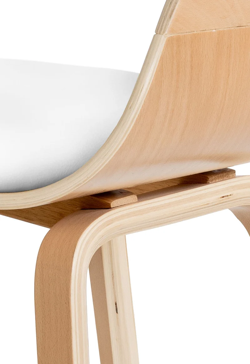 Lot de 2 chaises de salle à manger design retro en PVC blanc et structure en bois clair 10_0001710