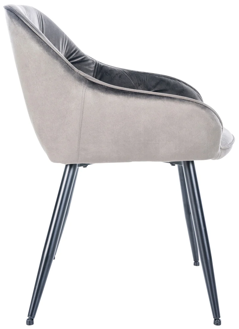 Lot de 2 chaises de salle à manger design et moderne assise en velours gris foncé et pieds en métal noir 10_0001605