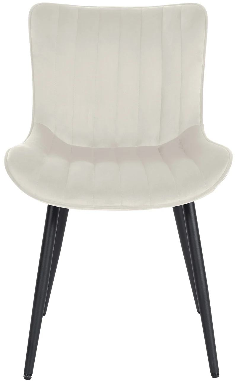 Lot de 2 chaises de salle à manger coutures décoratives verticales avec pieds en métal noir assise en PVC crème 10_0001734
