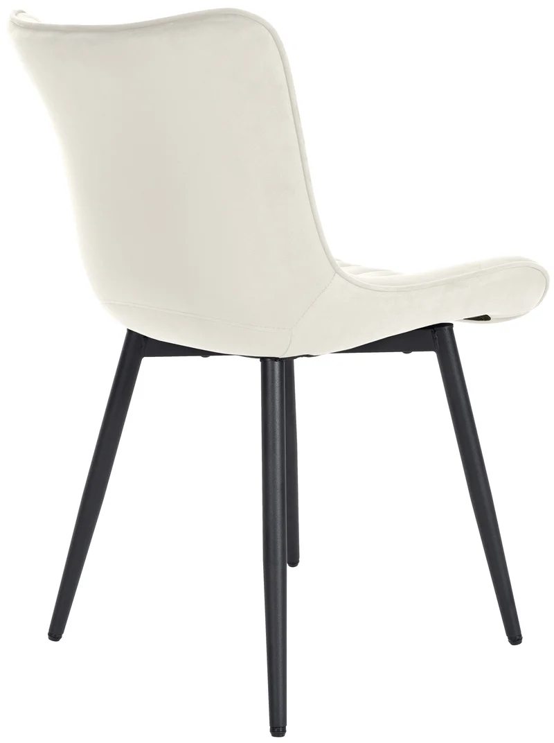 Lot de 2 chaises de salle à manger coutures décoratives verticales avec pieds en métal noir assise en PVC crème 10_0001734