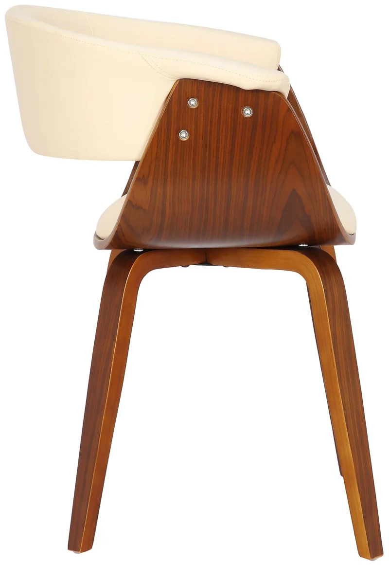 Lot de 2 chaises de la salle à manger design retro en structure en bois et assise en PVC crème 10_0001685