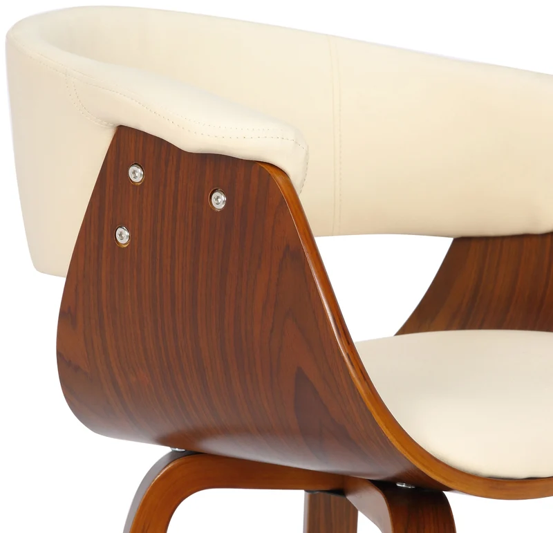 Lot de 2 chaises de la salle à manger design retro en structure en bois et assise en PVC crème 10_0001685