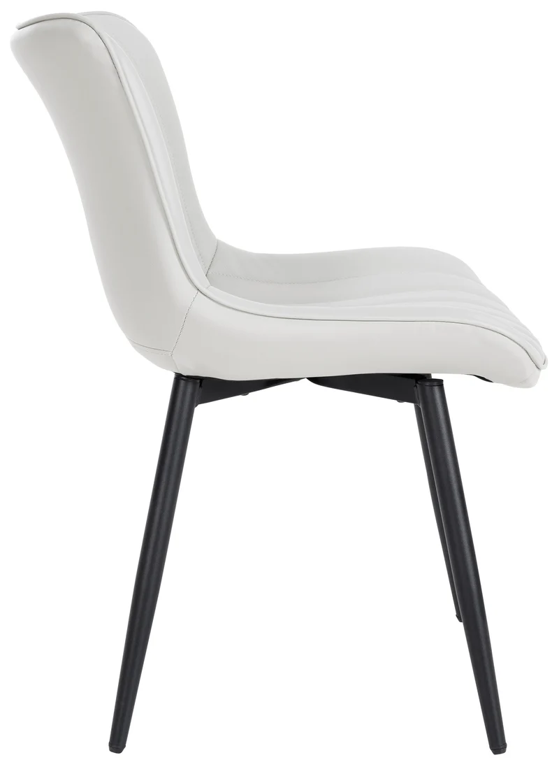 Lot de 2 chaises de salle à manger coutures décoratives verticales avec pieds en métal noir assise en PVC blanc 10_0001733