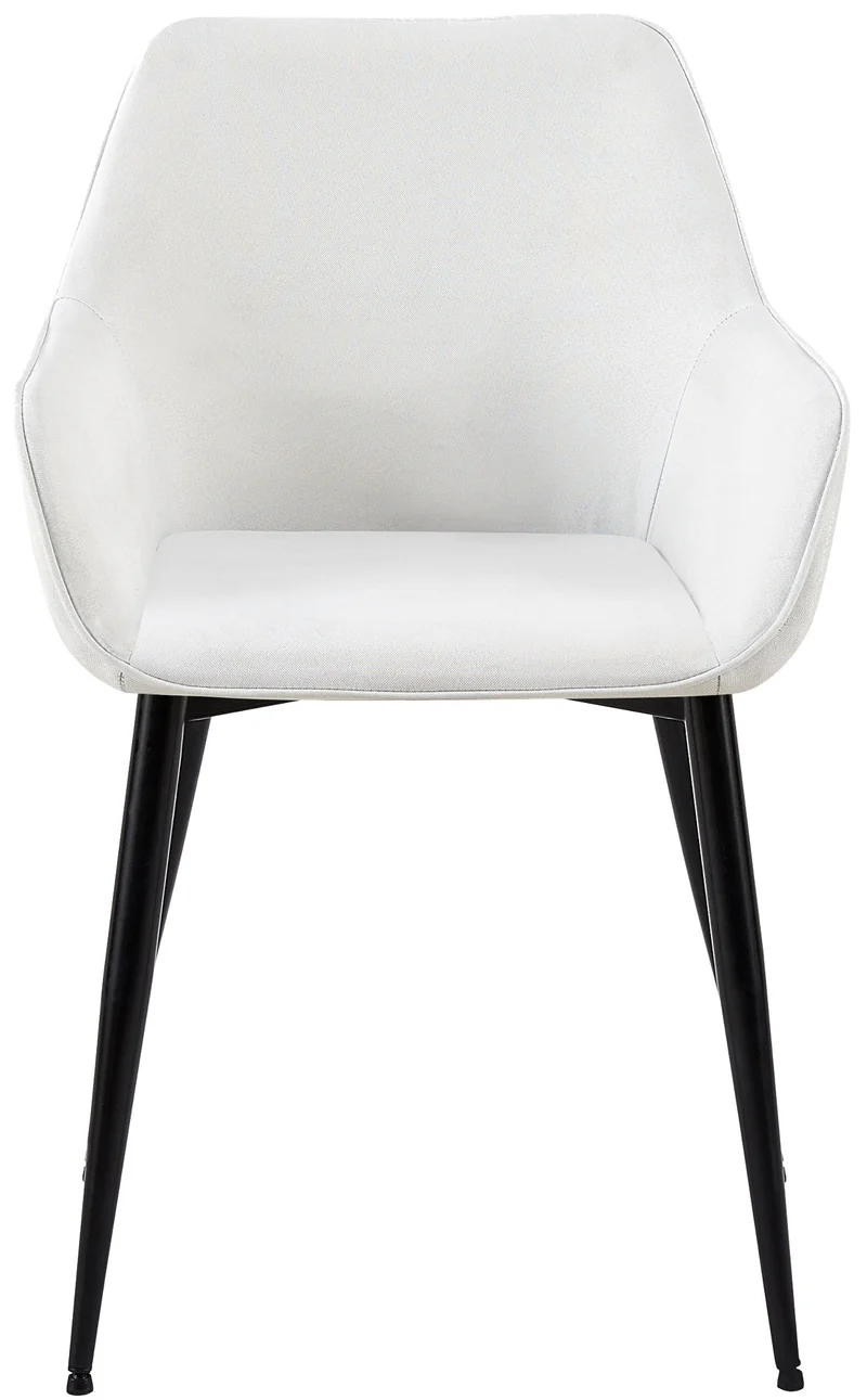 Set de 2 chaises de salle à manger avec accoudoirs design moderne et confortable en tissu crème et pieds en bois noir 10_0001585