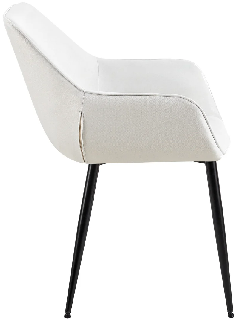 Set de 2 chaises de salle à manger avec accoudoirs design moderne et confortable en tissu crème et pieds en bois noir 10_0001585
