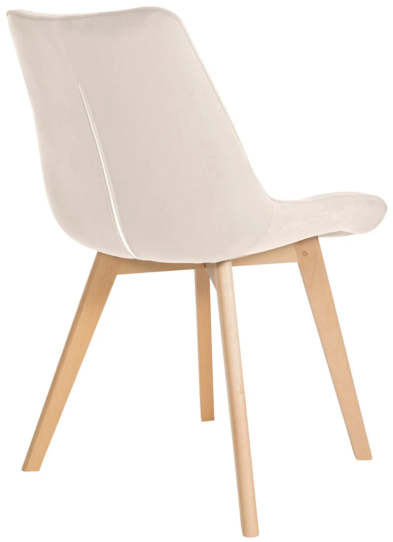 Lot de 2 chaises de salle à manger design scandinave coutures carrées en velours crème pieds en bois clair 10_0001684