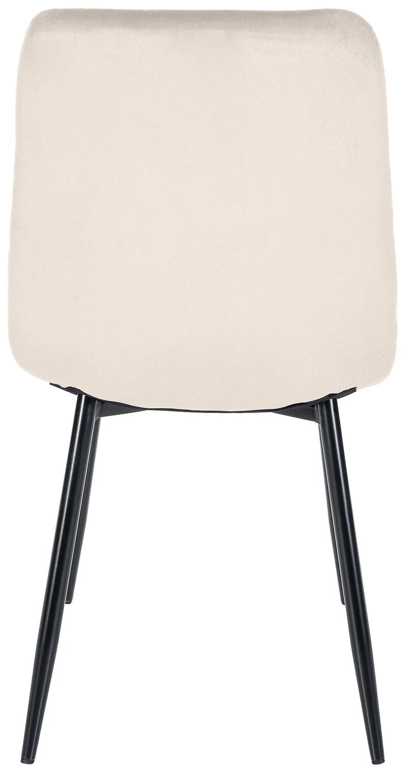 Lot de 2 chaises de salle à manger coutures décoratives carrées en velours crème et pieds en métal noir 10_0001571