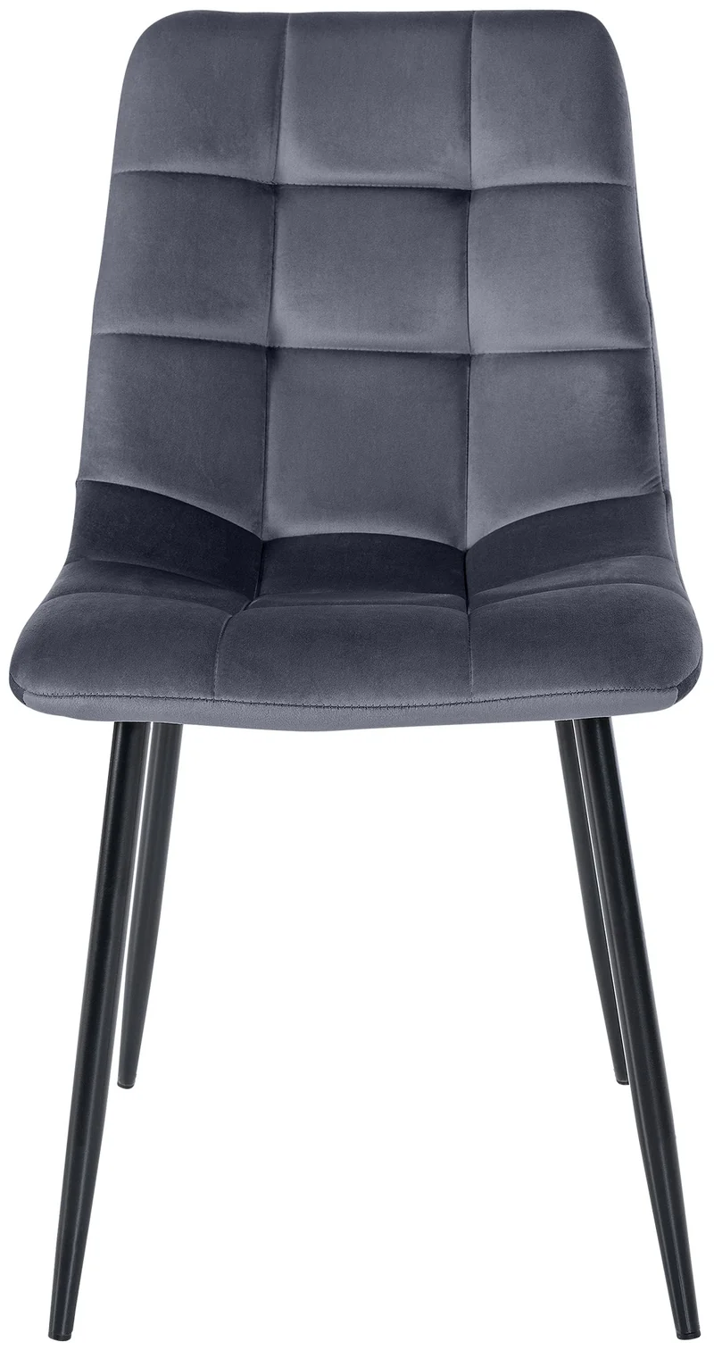 Lot de 2 chaises de salle à manger coutures décoratives carrées en velours gris foncé et pieds en métal noir 10_0001572