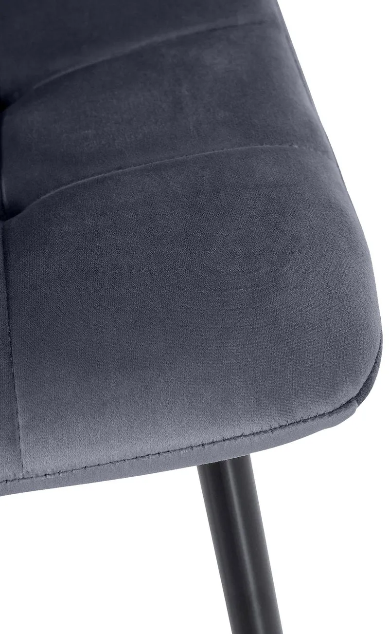 Lot de 2 chaises de salle à manger coutures décoratives carrées en velours gris foncé et pieds en métal noir 10_0001572