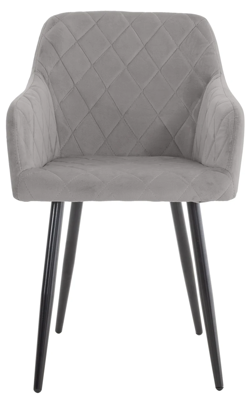 Lot de 2 chaises de salle à manger style retro chic tissu gris et pieds en métal noir 10_0001563