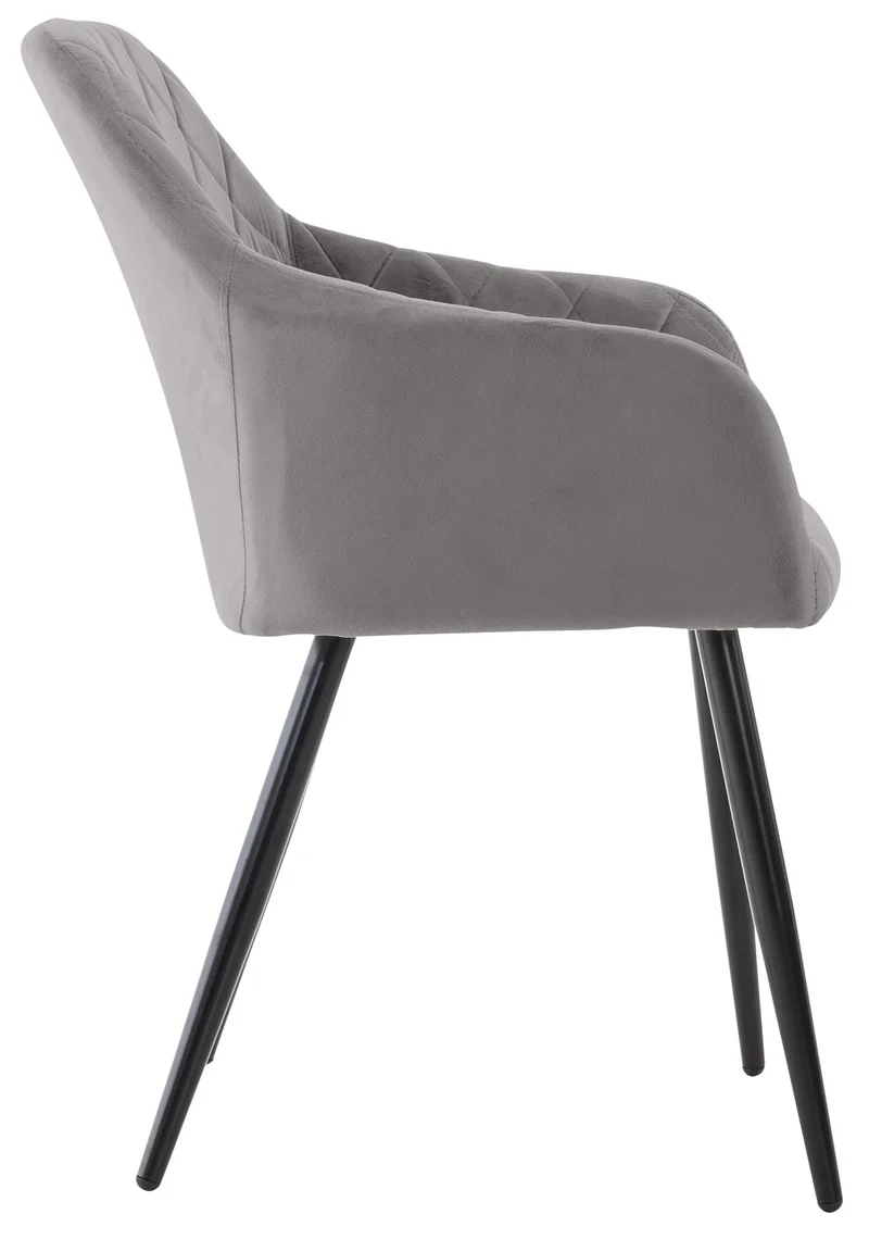 Lot de 2 chaises de salle à manger style retro chic tissu gris et pieds en métal noir 10_0001563