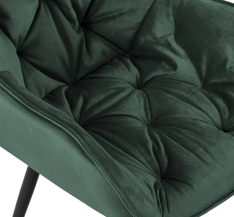 Lot de 2 chaises de salle à manger coutures décoratives en velours vert et pieds en métal noir 10_0001666