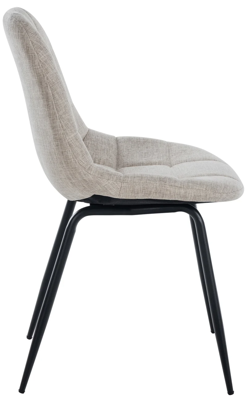 Set de 2 chaises de salle à manger cuisine coutures décoratives en tissu crème et pieds en métal noir 10_0001669