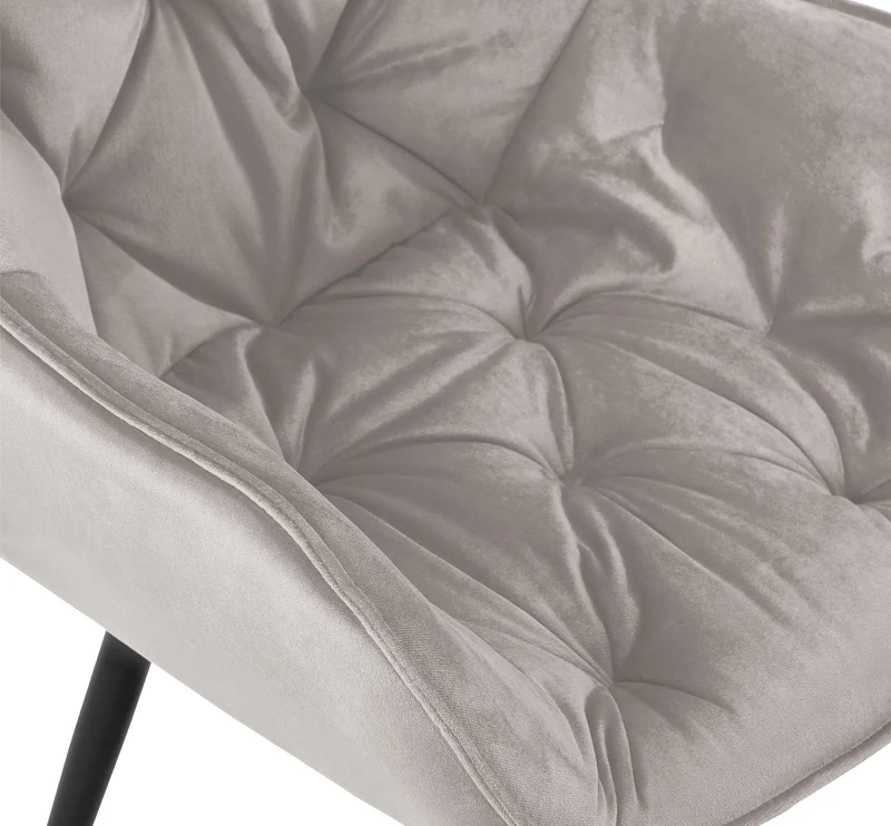 Lot de 2 chaises de salle à manger design et moderne assise en velours gris et pieds en métal noir 10_0001659