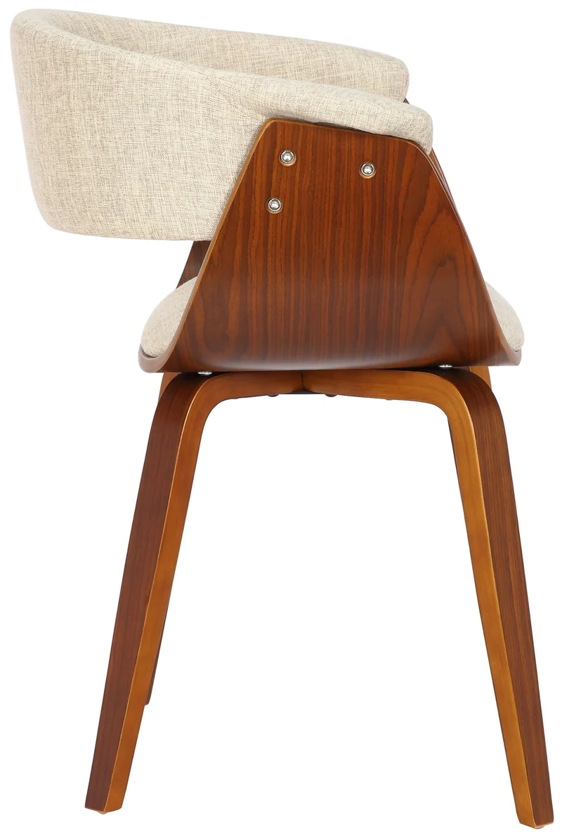 Lot de 2 chaises de la salle à manger design retro en structure en bois et assise en tissu crème 10_0001689