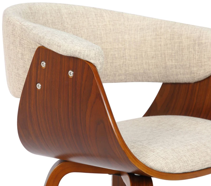 Lot de 2 chaises de la salle à manger design retro en structure en bois et assise en tissu crème 10_0001689
