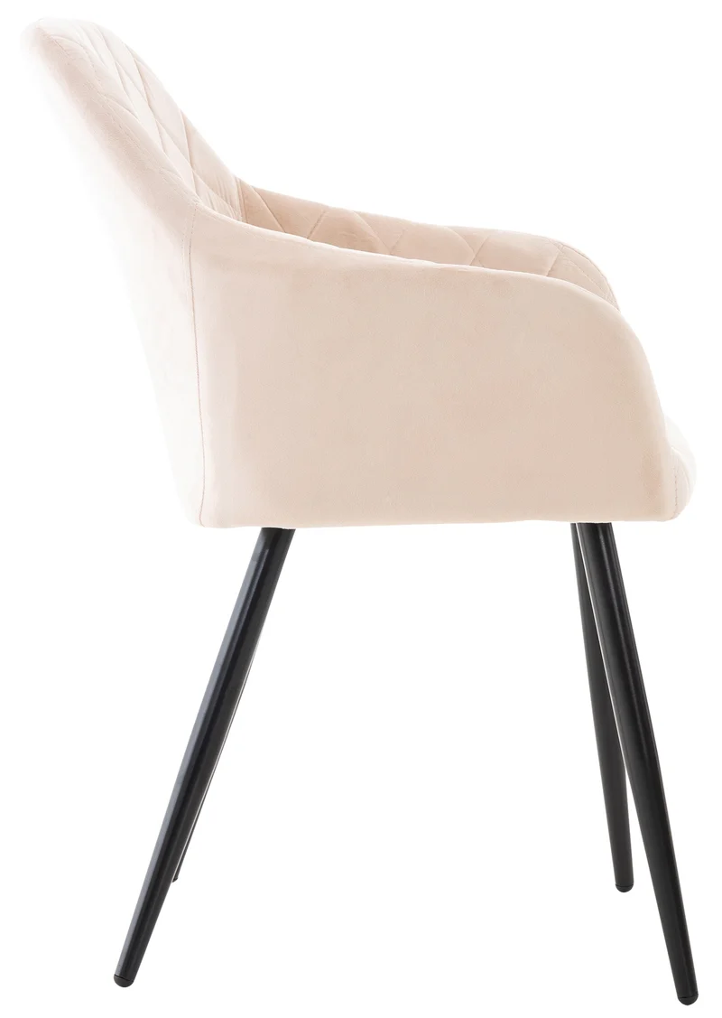 Lot de 2 chaises de salle à manger design retro coutures décoratives en losanges assise en tissu crème 10_0001559
