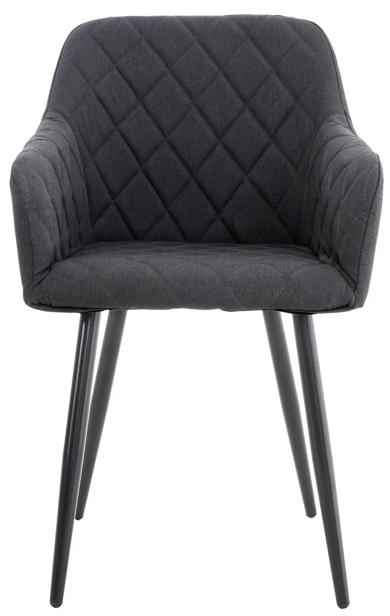 Lot de 2 chaises de salle à manger design retro coutures décoratives en losanges assise en tissu noir 10_0001567