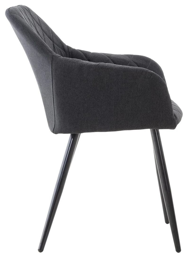 Lot de 2 chaises de salle à manger design retro coutures décoratives en losanges assise en tissu noir 10_0001567