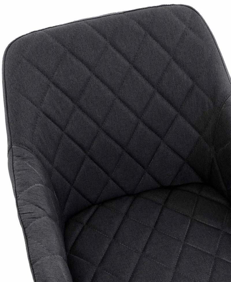 Lot de 2 chaises de salle à manger design retro coutures décoratives en losanges assise en tissu noir 10_0001567