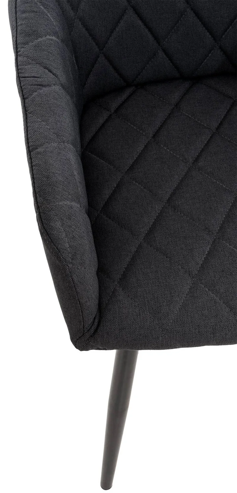 Lot de 2 chaises de salle à manger design retro coutures décoratives en losanges assise en tissu noir 10_0001567