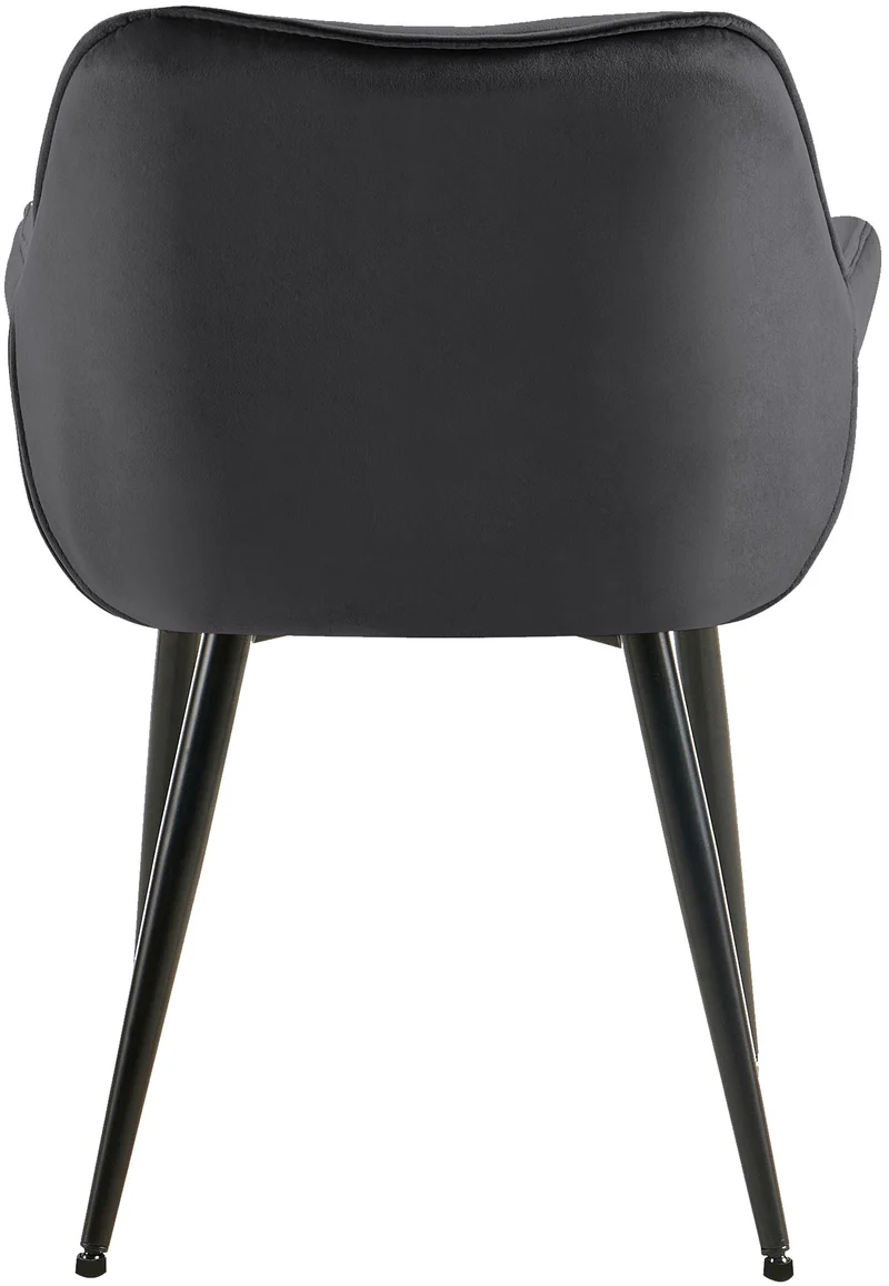 Lot de 2 chaises de salle à manger design et moderne assise en velours gris foncé et pieds en métal noir 10_0001658